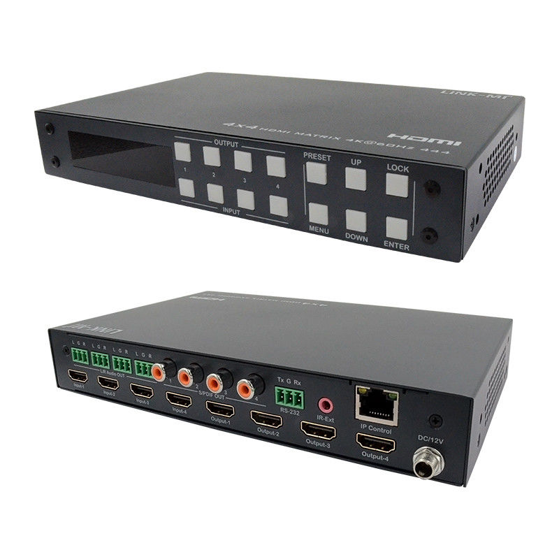 4x4 HDMI Matrix Analog And SPDIF Audio Extraction 4K TCP/IP Web GUI Control