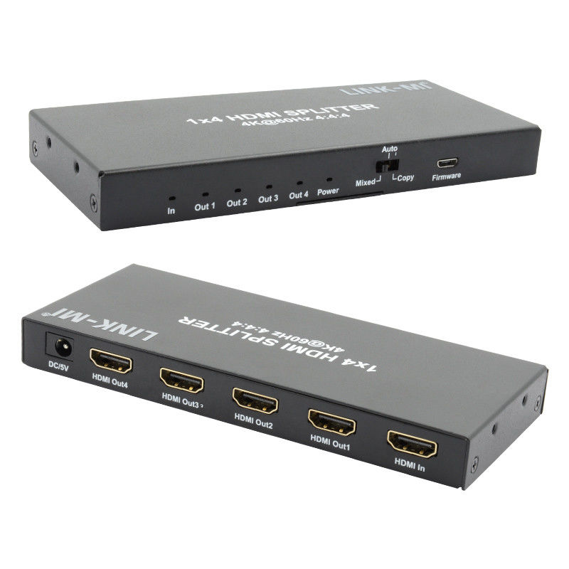 HDMI 2.0 HDMI Extender Splitter 60Hz 1x4 Support 3D 18G HDR 1 In 4 Out AV Splitter