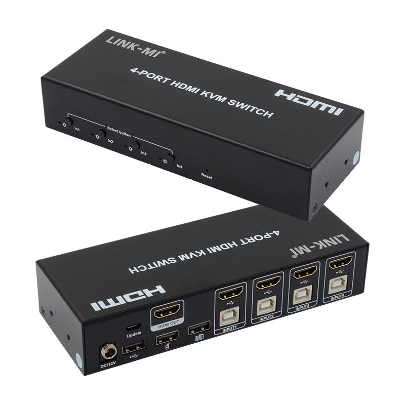 No Delay HDMI KVM Switch 4 Port  Ip Kvm Hdmi Support Hot Keys Auto Switching