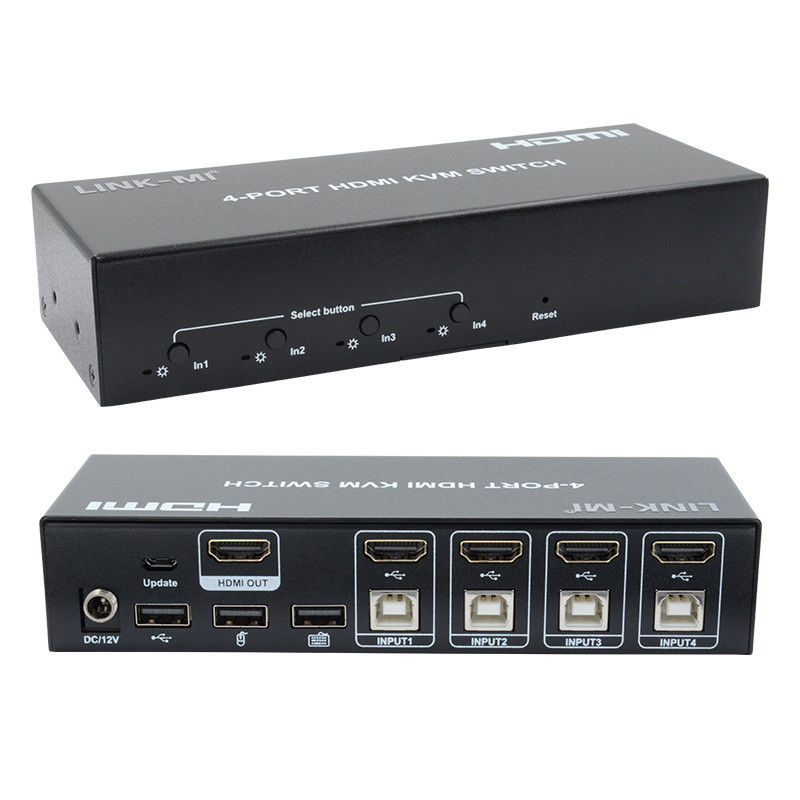 No Delay HDMI KVM Switch 4 Port  Ip Kvm Hdmi Support Hot Keys Auto Switching