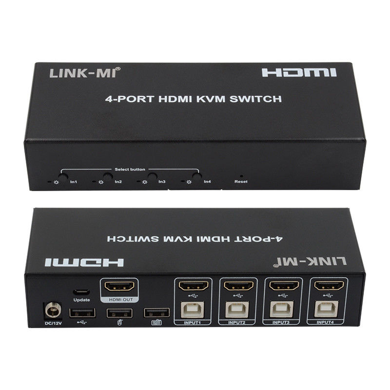 No Delay HDMI KVM Switch 4 Port  Ip Kvm Hdmi Support Hot Keys Auto Switching