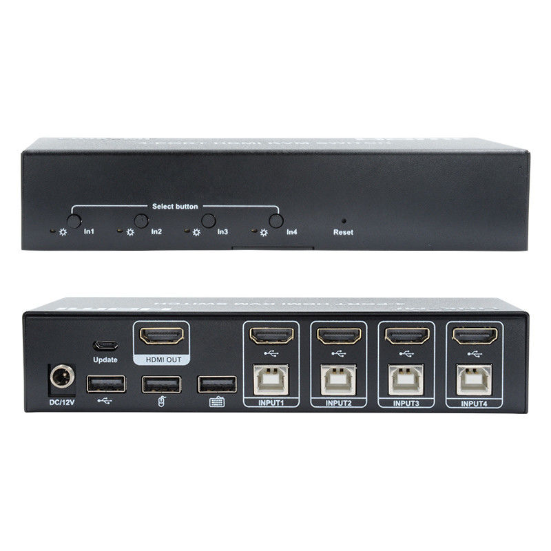 4 Port KVM Switch HDMI 4K 30Hz Hot Keys Auto Switching No Delay USB Switch