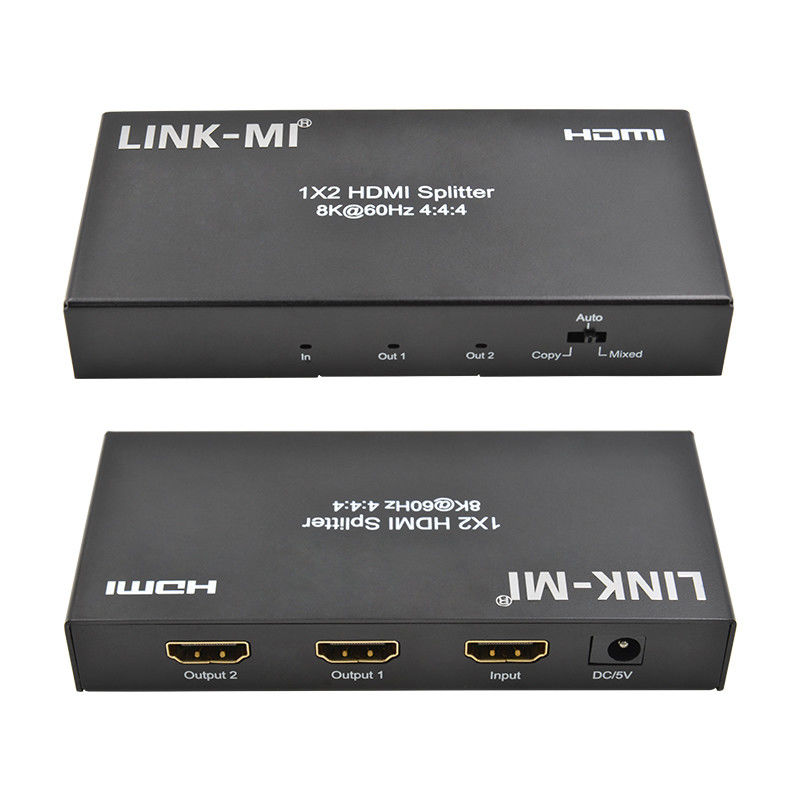 48Gbps HDMI Splitter 8k 1x2 HDMI Extender Support Downscaler HDR10 EDID HDCP2.2