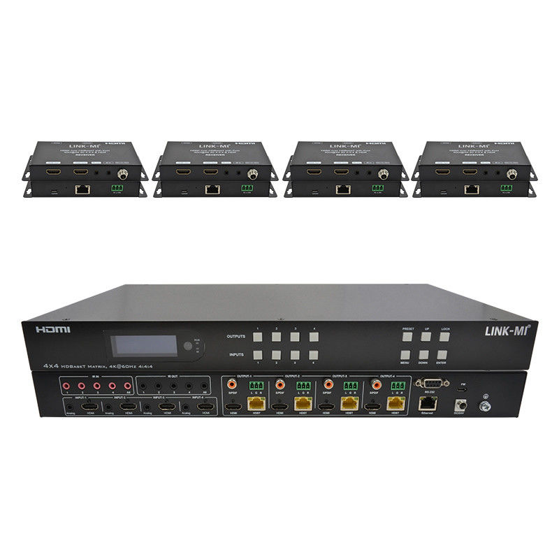 70m 4x4 HDMI Audio Matrix Switch With 4 HDMI Loop Out For 4 Port Video Switch
