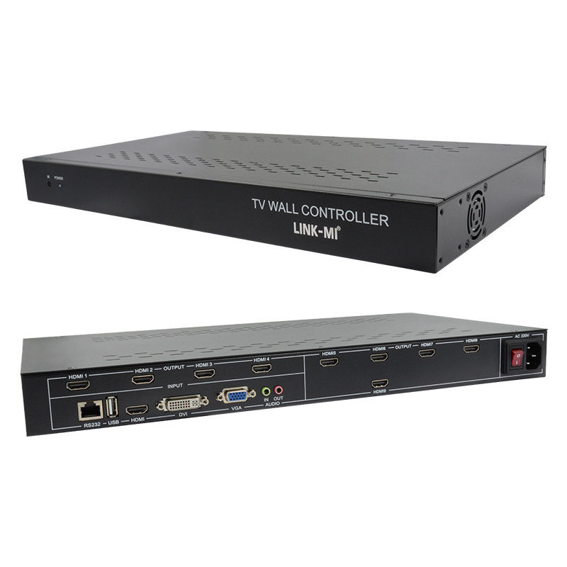 9 Channels HDMI Video Wall Controller 3X3 Zoom Subtitles Multi Display Controller For Advertising