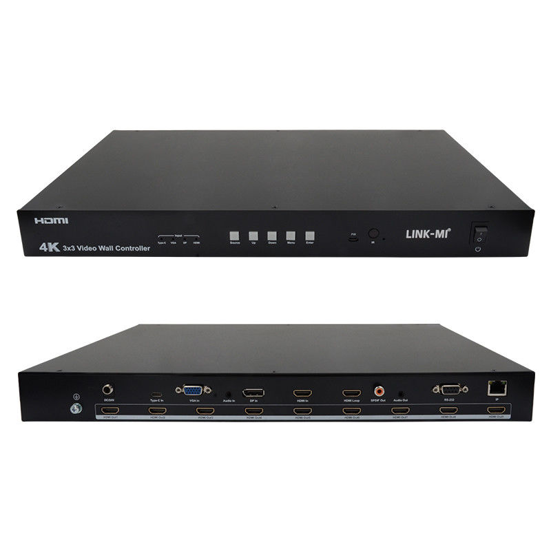 Ultra HD 4K Video Wall Controller HDMI DP 3x3 Video Wall Processor VGA USB Type-C