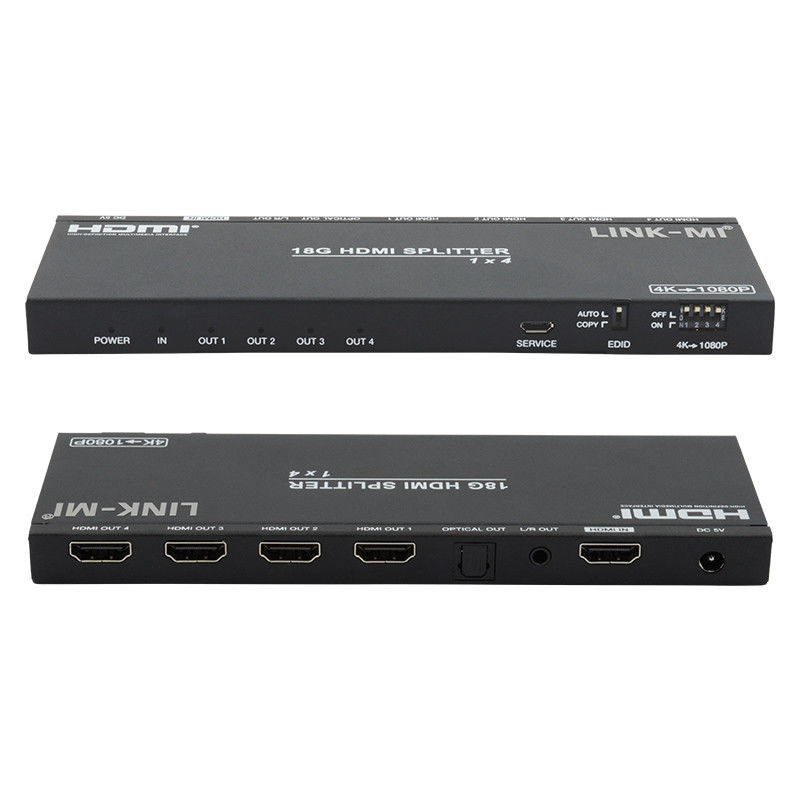 4K 1X4 Multi HDMI Splitter EDID Analog Optical HDMI2.0b 4 Port Video Splitter