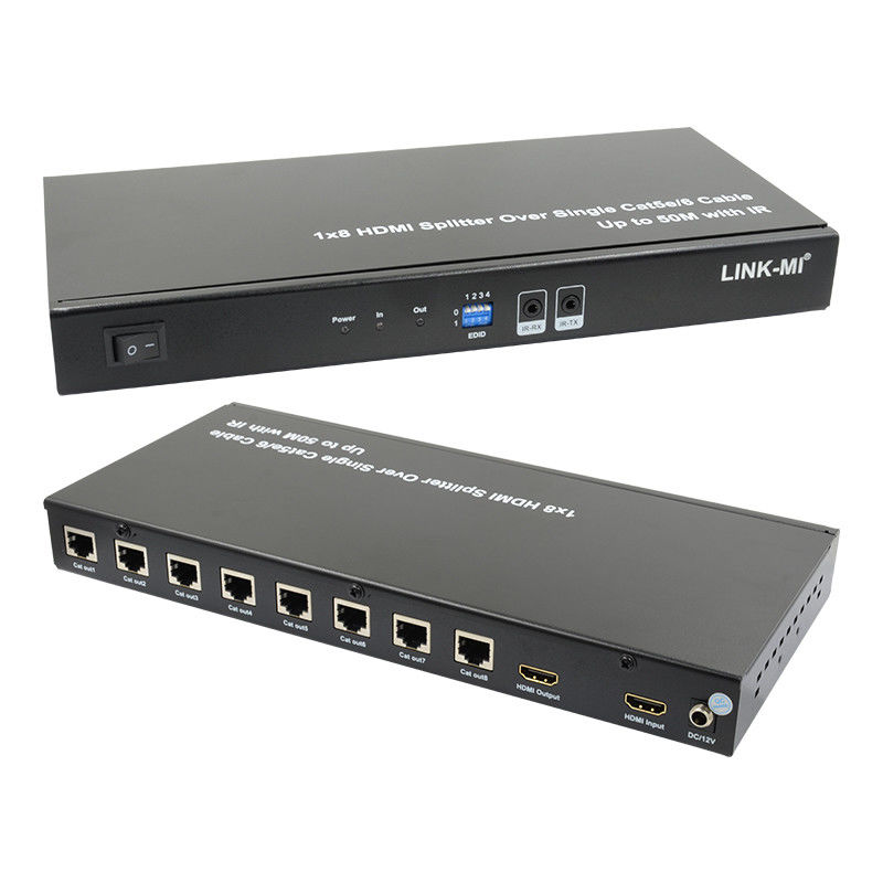 HDMI 50M 1X8 Splitter Over Cat5e 6 Cable Support 3D IR 1080P 8 Port HDMI Splitter