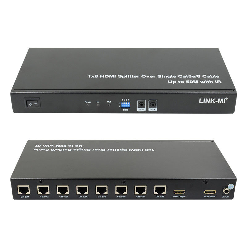 HDMI 50M 1X8 Splitter Over Cat5e 6 Cable Support 3D IR 1080P 8 Port HDMI Splitter