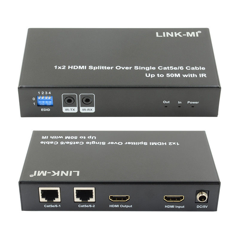 1X2 50M 4K HDMI Splitter Over Cat5e/6 Cable Support 3D IR Cascading For 4 Layers
