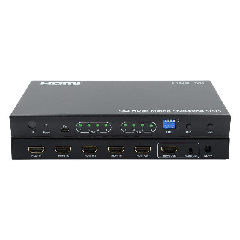 HDMI 4x2 Matrix Switcher 4K@60hz YUV4:4:4 18Gbps HDCP2.2 4 In 2 Out Hdmi Video Switcher