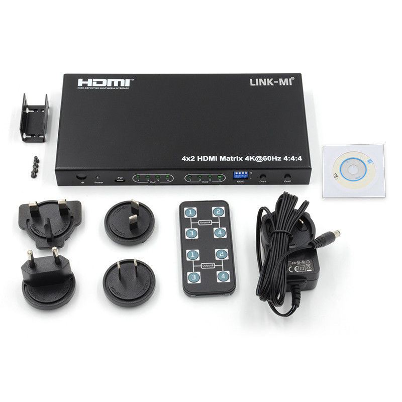 HDMI 4x2 Matrix Switcher 4K@60hz YUV4:4:4 18Gbps HDCP2.2 4 In 2 Out Hdmi Video Switcher