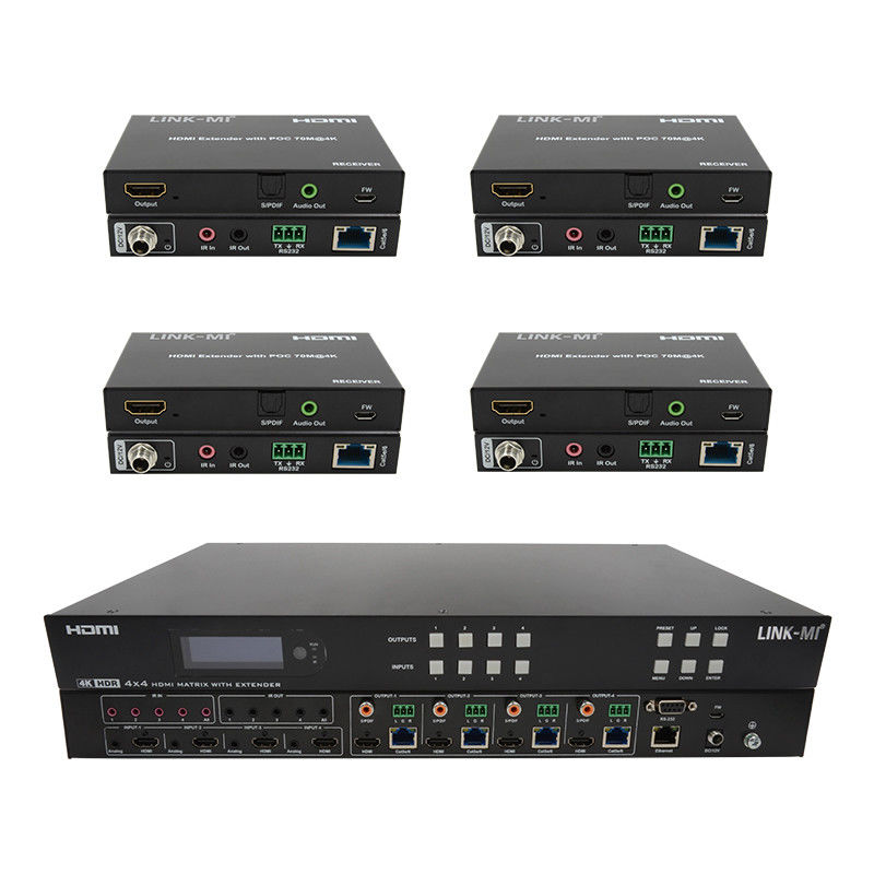 70m 4x4 HDMI Matrix Extender With 4 HDMI Loop Out 4K HDMI Matrix Switch