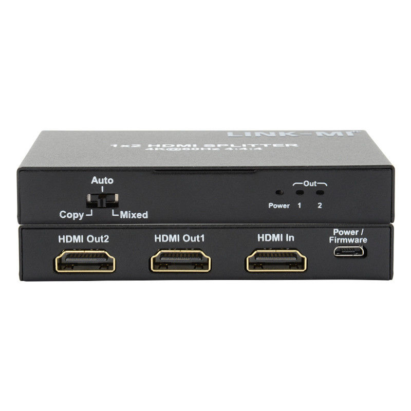 1x2 HDMI2.0 Splitter Support 3D 18G HDR HDCP2.2 2 Ports Video Splitter