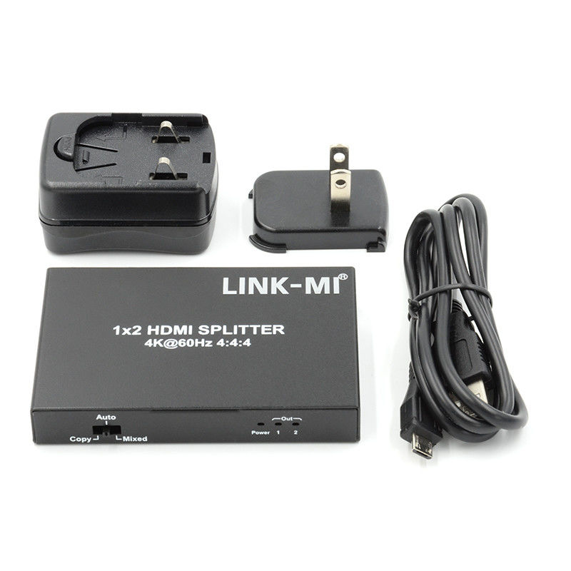 1x2 HDMI2.0 Splitter Support 3D 18G HDR HDCP2.2 2 Ports Video Splitter