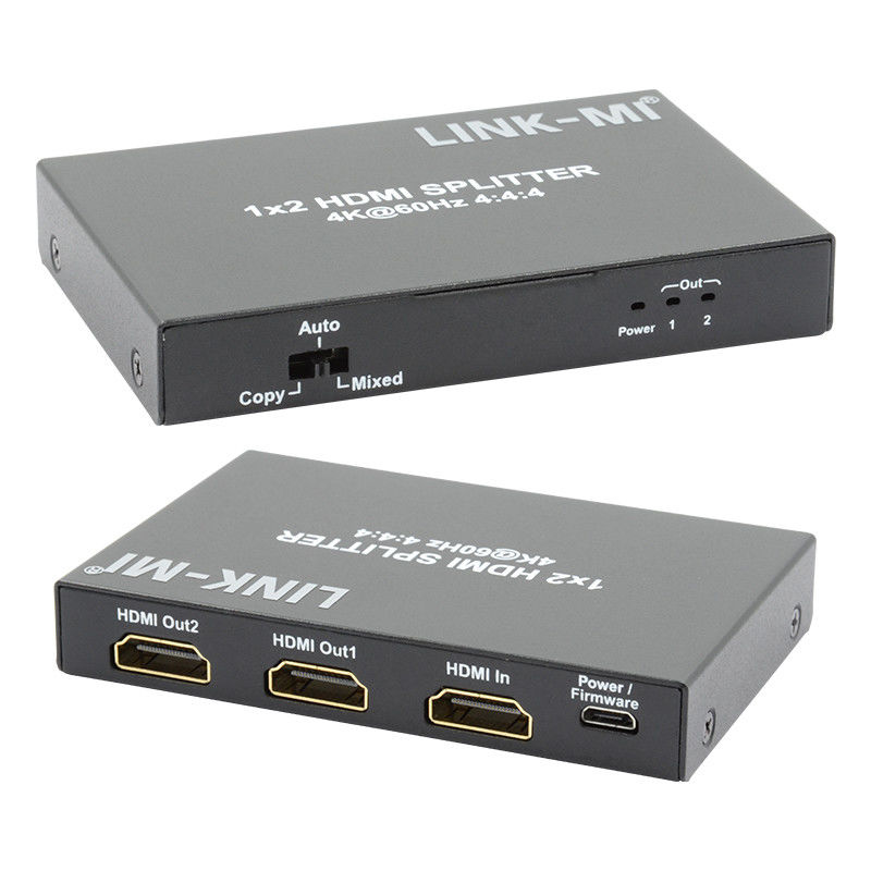 1x2 HDMI2.0 Splitter Support 3D 18G HDR HDCP2.2 2 Ports Video Splitter