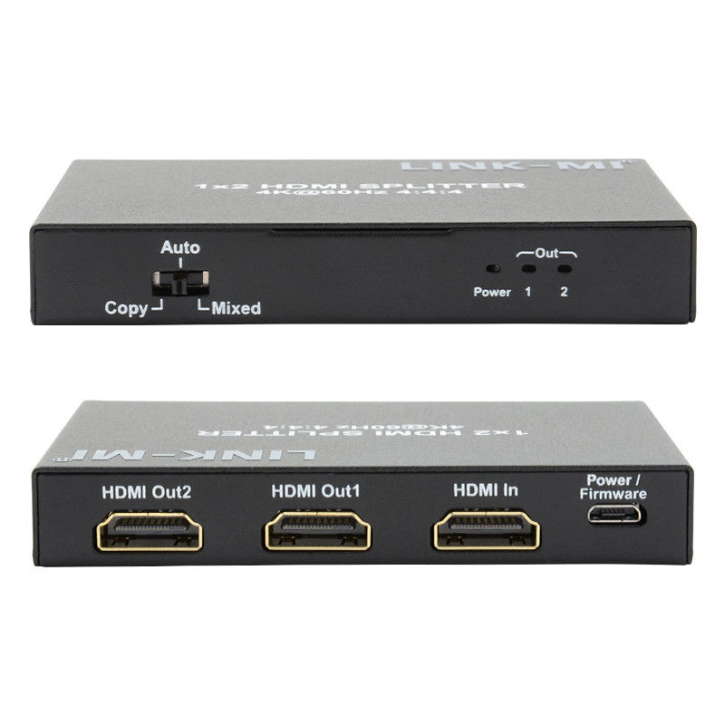 1x2 HDMI2.0 Splitter Support 3D 18G HDR HDCP2.2 2 Ports Video Splitter