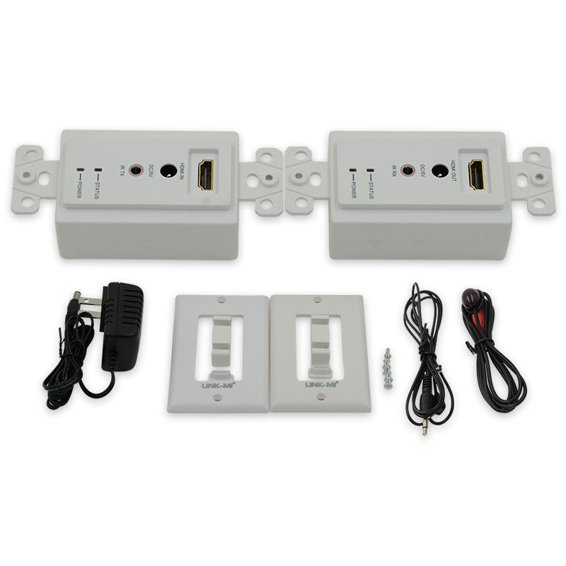 60m HDMI Wall Plate Extender Over Single Cat5e Cat 6 To Hdmi Extender Support 3D IR