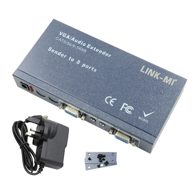 100m 200m 300m 1/8 VGA Splitter 1X8 Extender 1 To 8 Video Audio Extender