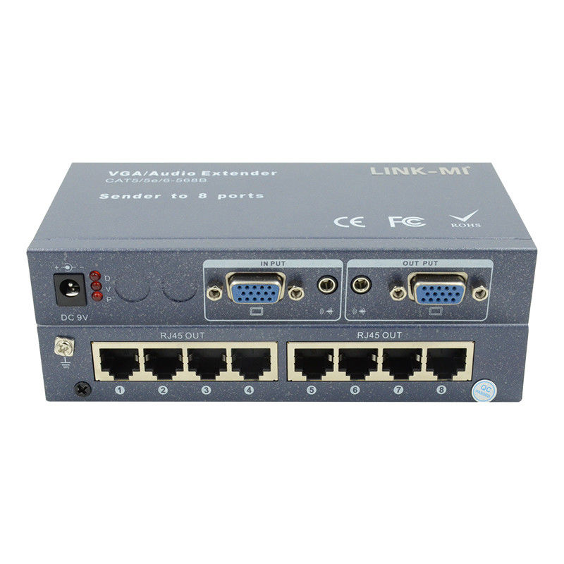 100m 200m 300m 1/8 VGA Splitter 1X8 Extender 1 To 8 Video Audio Extender