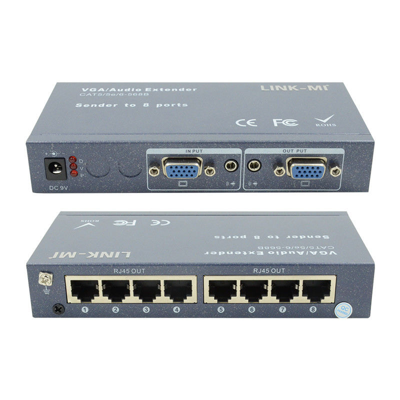 100m 200m 300m 1/8 VGA Splitter 1X8 Extender 1 To 8 Video Audio Extender