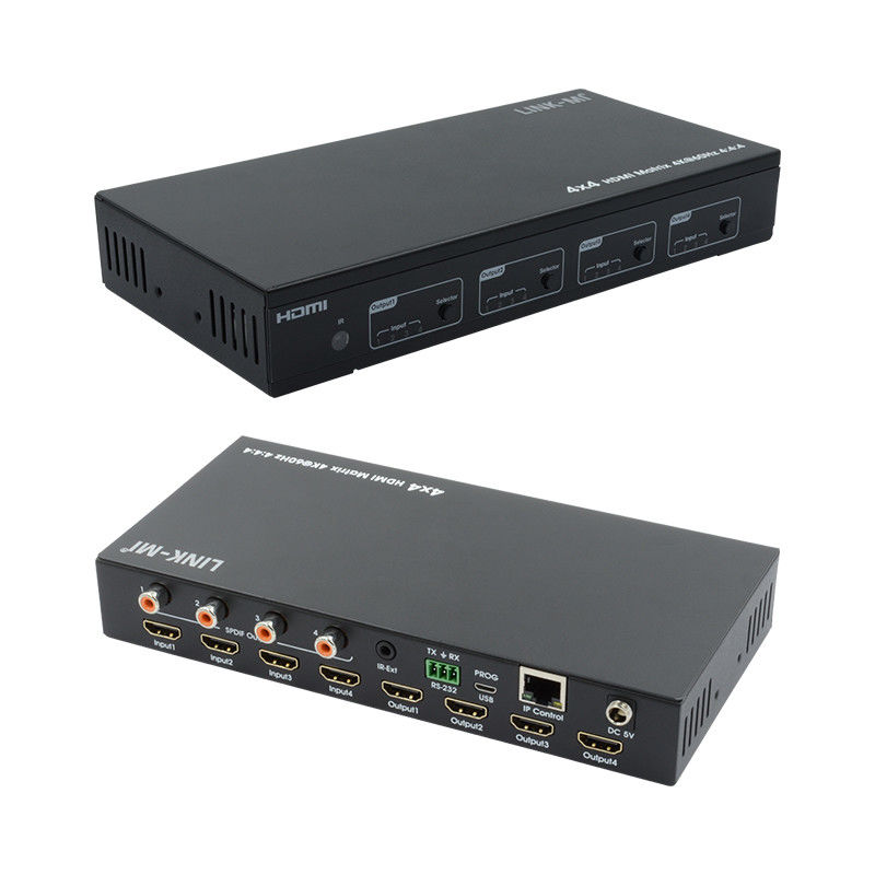 HDMI 4X4 4k Matrix Switcher 4K60Hz With SPDIF Audio AV Matrix For 4 Ultra HD Displays
