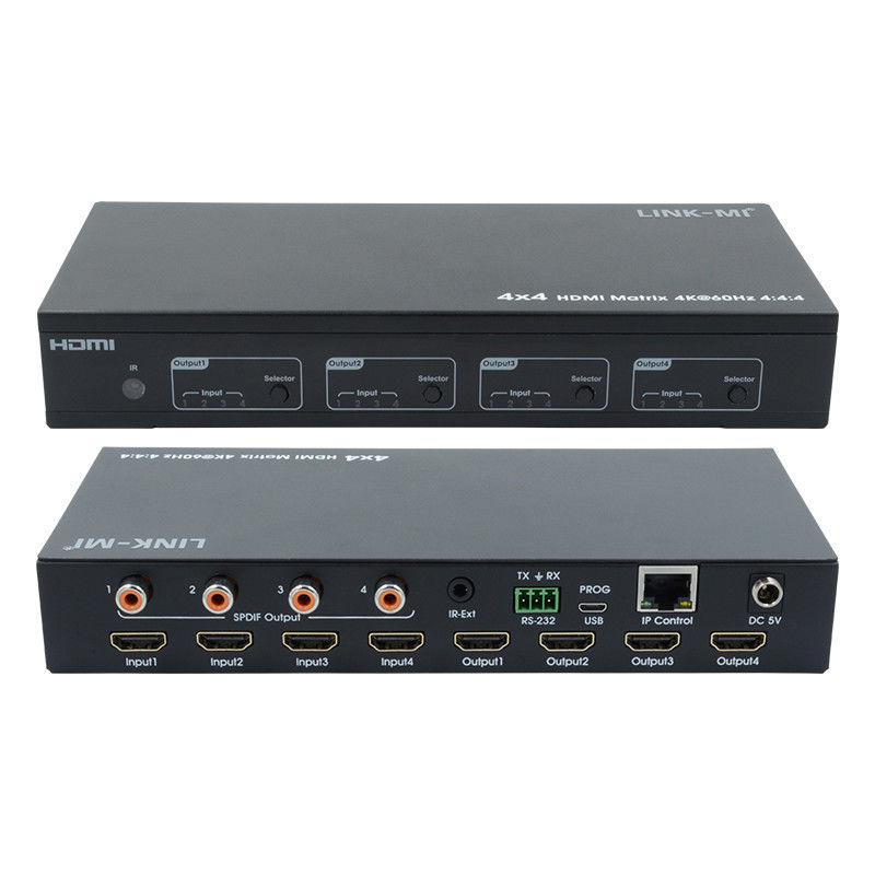 HDMI 4X4 4k Matrix Switcher 4K60Hz With SPDIF Audio AV Matrix For 4 Ultra HD Displays