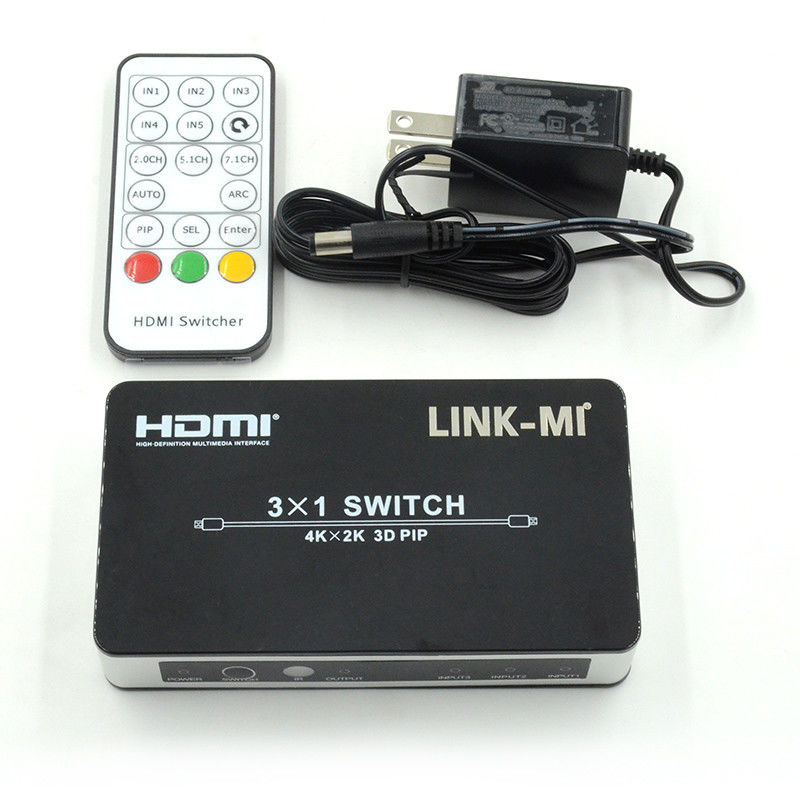 4K2K HDMI Switch 3x1 HDMI Splitter 5V 1A Support PIP 3D 3 To 1 Video Switch