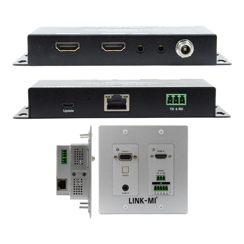 4K 40M HDBaseT HDMI+VGA Wallplate Extender Bi-Directional Wide Band IR RS232 Pass Through