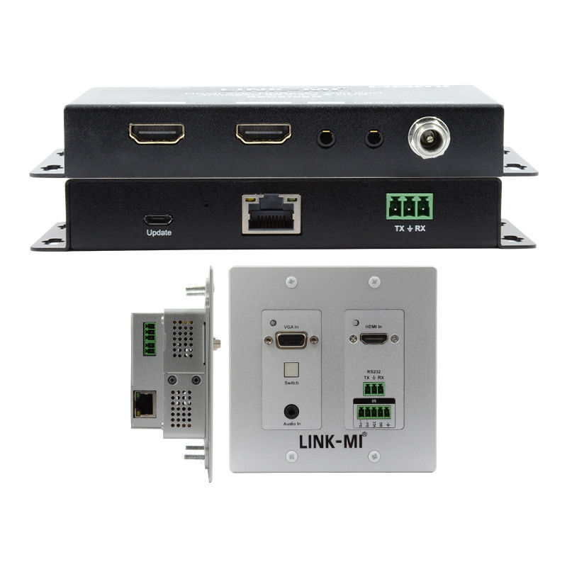 4K 40M HDBaseT HDMI+VGA Wallplate Extender Bi-Directional Wide Band IR RS232 Pass Through