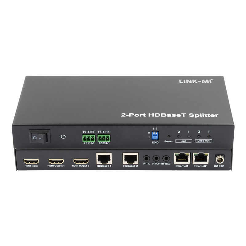 100m 1x2 HDBaseT Splitter with HDCP2.2 Compliance POC Ethernet and RS232 Pass Through