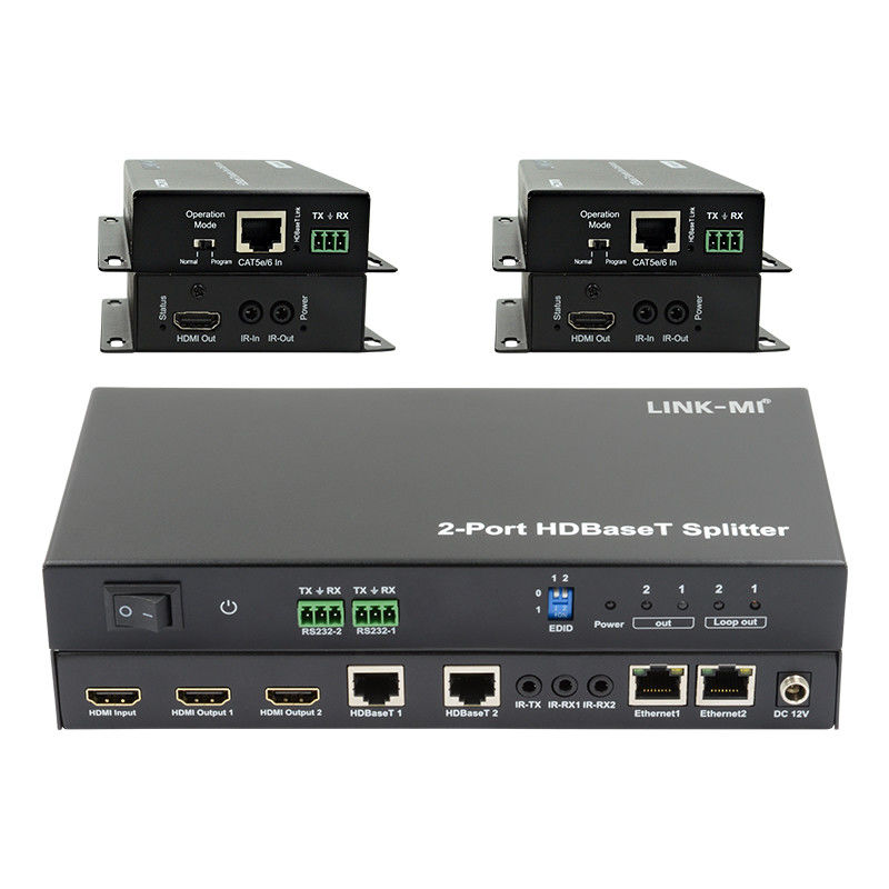100m 1x2 HDBaseT Splitter with HDCP2.2 Compliance POC Ethernet and RS232 Pass Through
