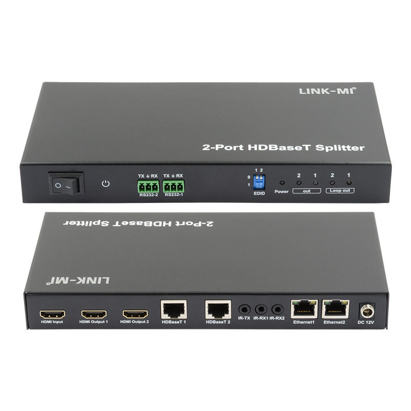 100m 1x2 HDBaseT Splitter with HDCP2.2 Compliance POC Ethernet and RS232 Pass Through