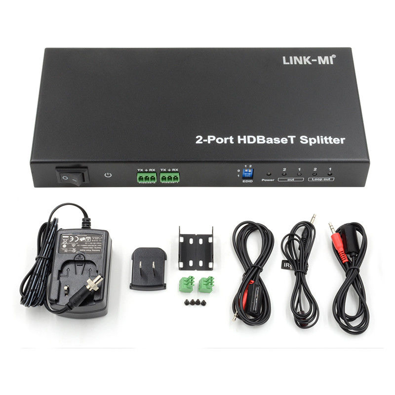 100m 1x2 HDBaseT Splitter with HDCP2.2 Compliance POC Ethernet and RS232 Pass Through