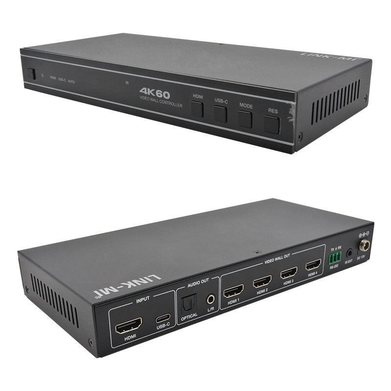 User-Friendly 1X4 HDMI Video Wall Controller with USB-C Input Audio and RS232 Support