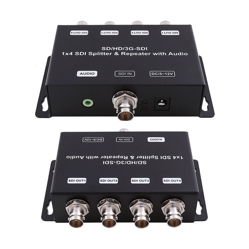 HD/SD-SDI 1 to 4 Distribution Amplifier Repeater with Audio 75 ohms Output Impedance