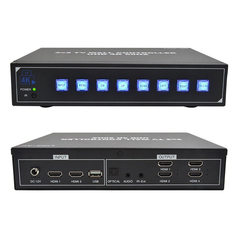 4K60 2x2 Video Wall Controller For 4 Splicing TVs Support 1x2 1x3 1x4 4x1 3x1 2x1 UHD TV Wall Processor