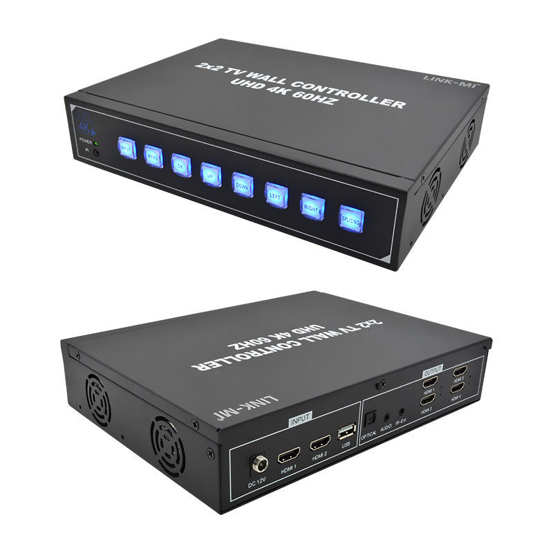 4K60 2x2 Video Wall Controller For 4 Splicing TVs Support 1x2 1x3 1x4 4x1 3x1 2x1 UHD TV Wall Processor