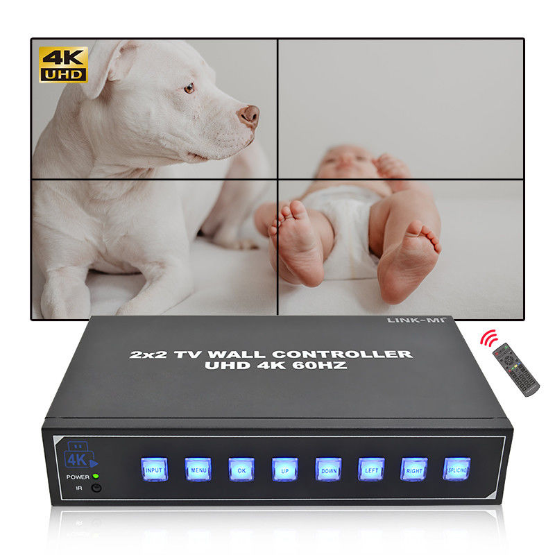2 X HDMI In 4K Video Wall Controller With USB Support 2x2 1x4 1x3 1x2 4K60Hz Splicing Box For Advertising