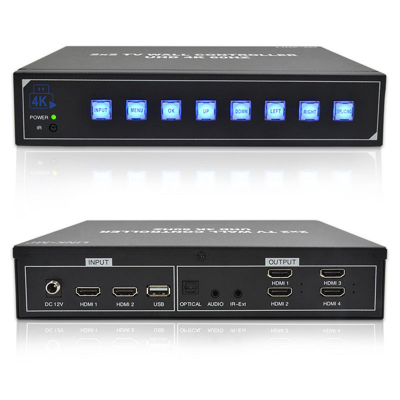 4K HDMI Video Wall Processor 2X2 Supports USB Auto Display for 4 UHD TVs 4K 60Hz LED Video Wall