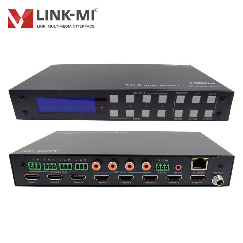 4K 4x4 HDMI Matrix HDMI 2.0b Matrix with HDCP 2.2 and DCI-P3/Rec.2020 Color Space Support
