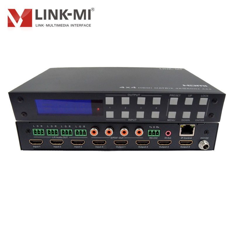 4K 4x4 HDMI Matrix HDMI 2.0b Matrix with HDCP 2.2 and DCI-P3/Rec.2020 Color Space Support