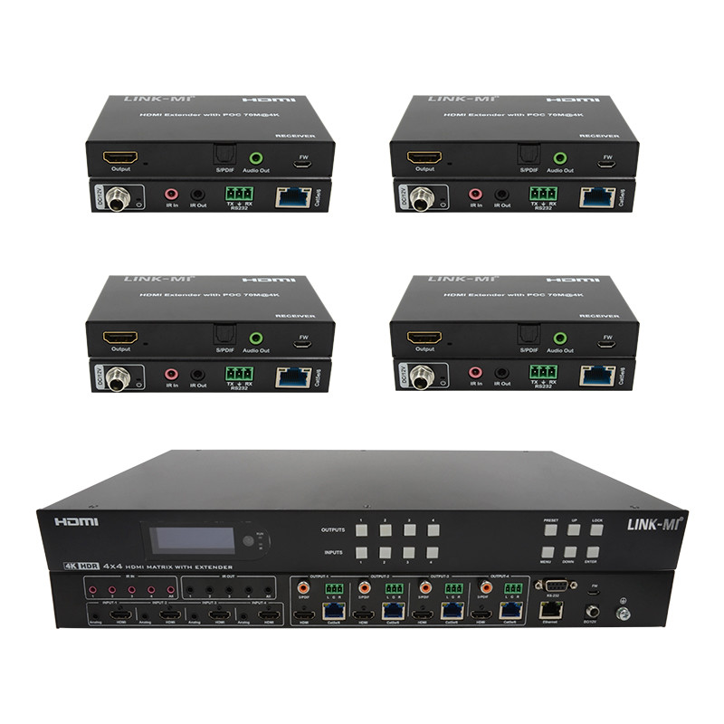 Matrix 2 Loop Controllers 70m 4x4 HDMI Matrix Extender With 4 HDMI Loop Out 4K HDMI Matrix Switch